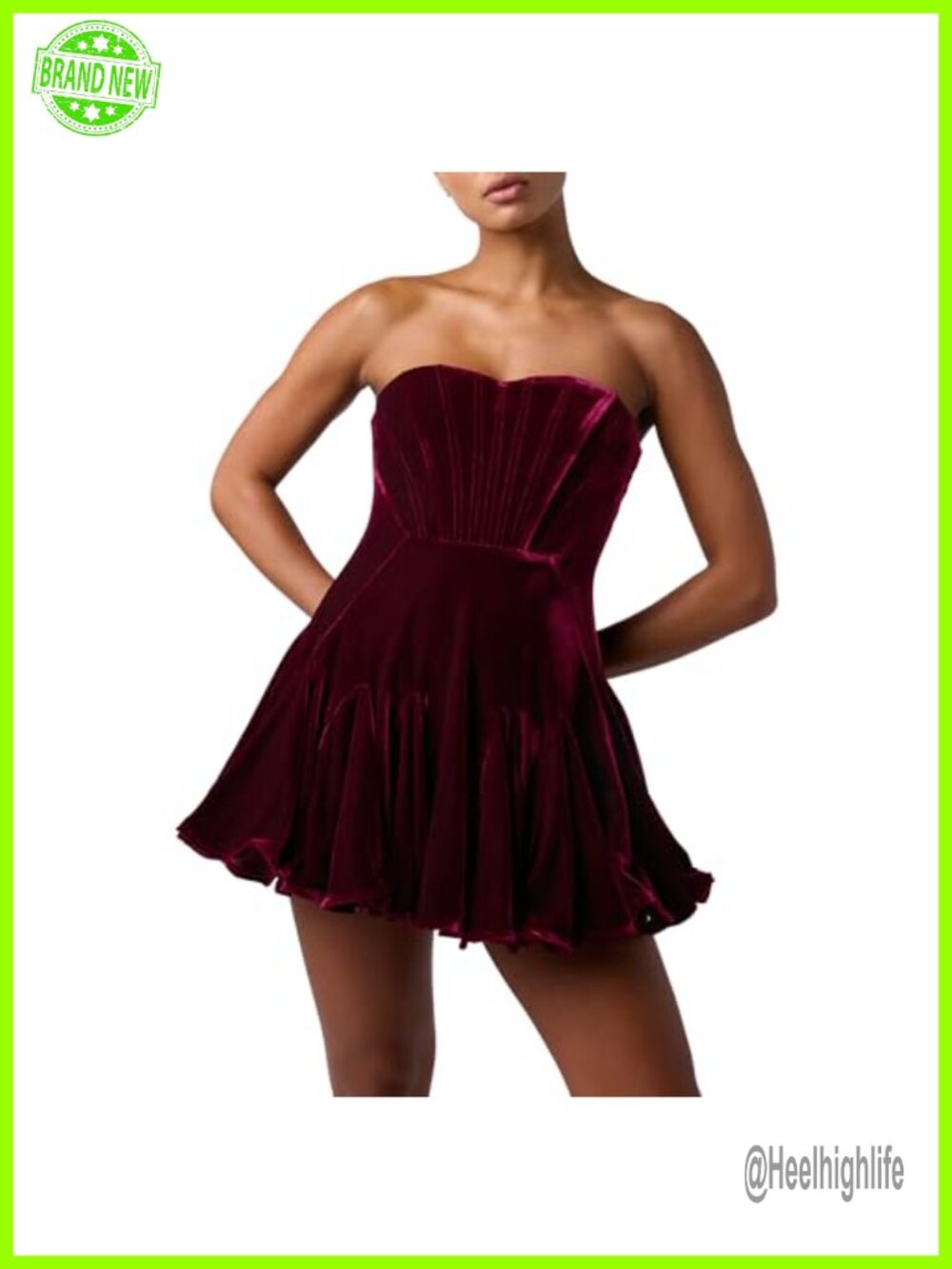 Velvet Corset Sweetheart Flounce Mini Dress Strapless Formal Evening Party